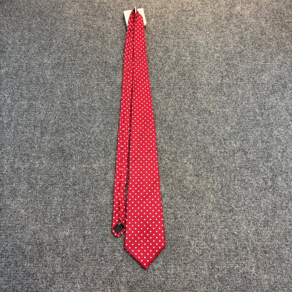 Claybrooke Mens 100% Silk Red White Polka Dot Print Neck Tie